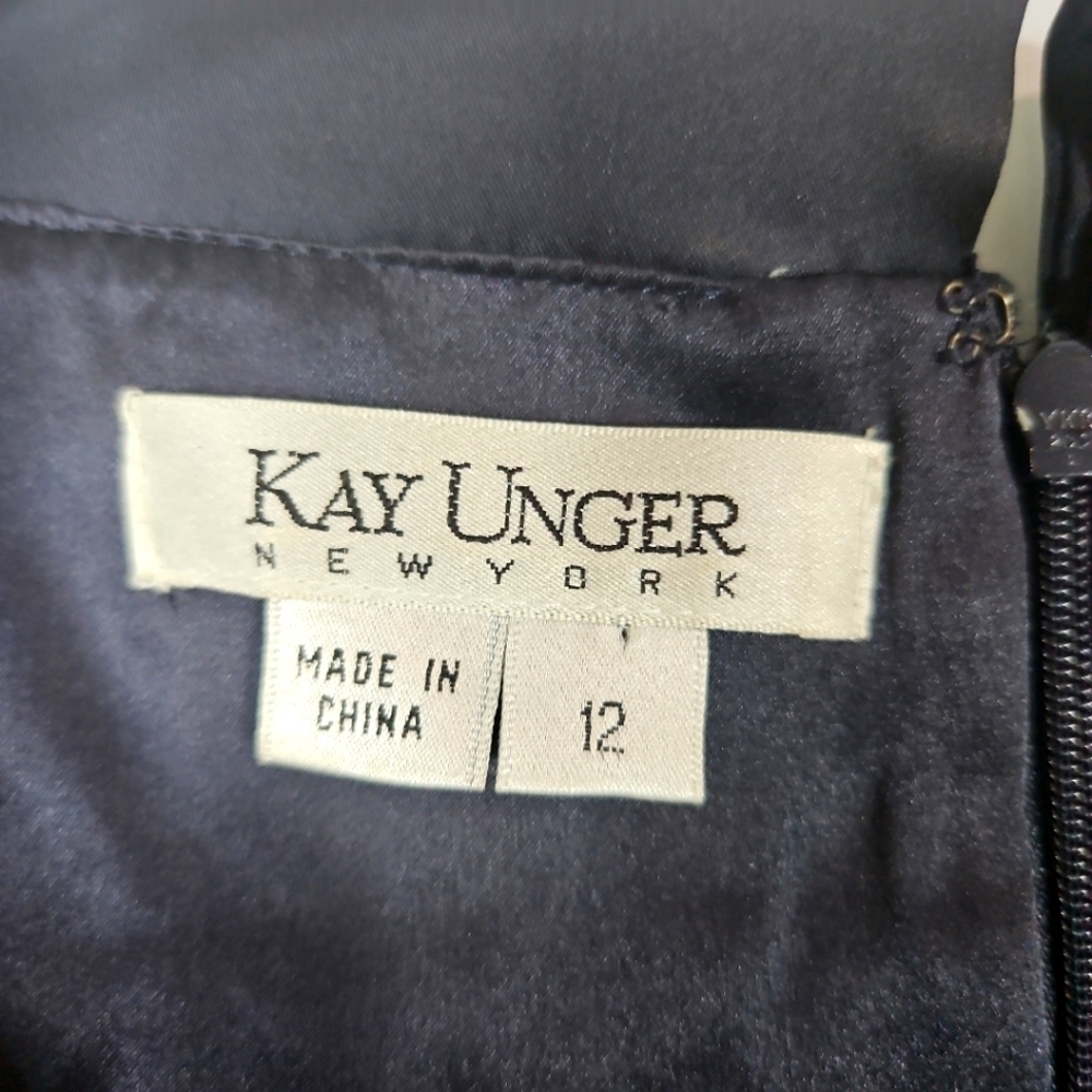Kay Unger Navy Blue Cocktail Dress Sz 12 - Picture 3 of 7